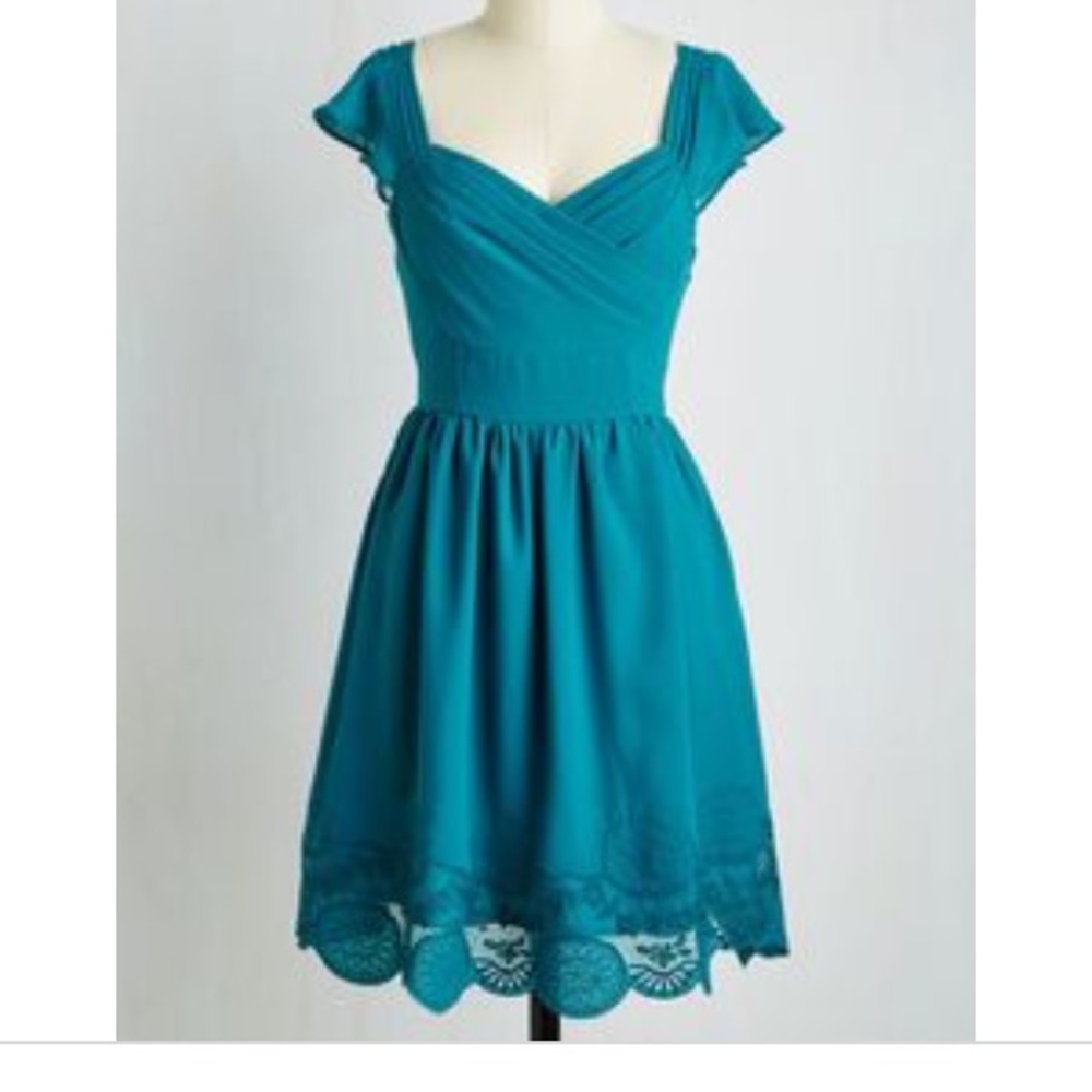 Teal Scalloped Bottom Dress